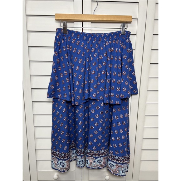 Faithfull The Brand Romy Strapless Tiered Dress Size Small Romantic Floral Blue - Picture 4 of 10